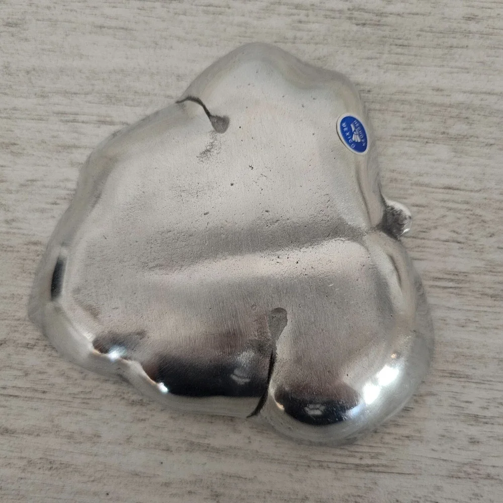 (X3) Leaf Design Trays Antique Silver Plated Decor Trinket Coin‎ Ring